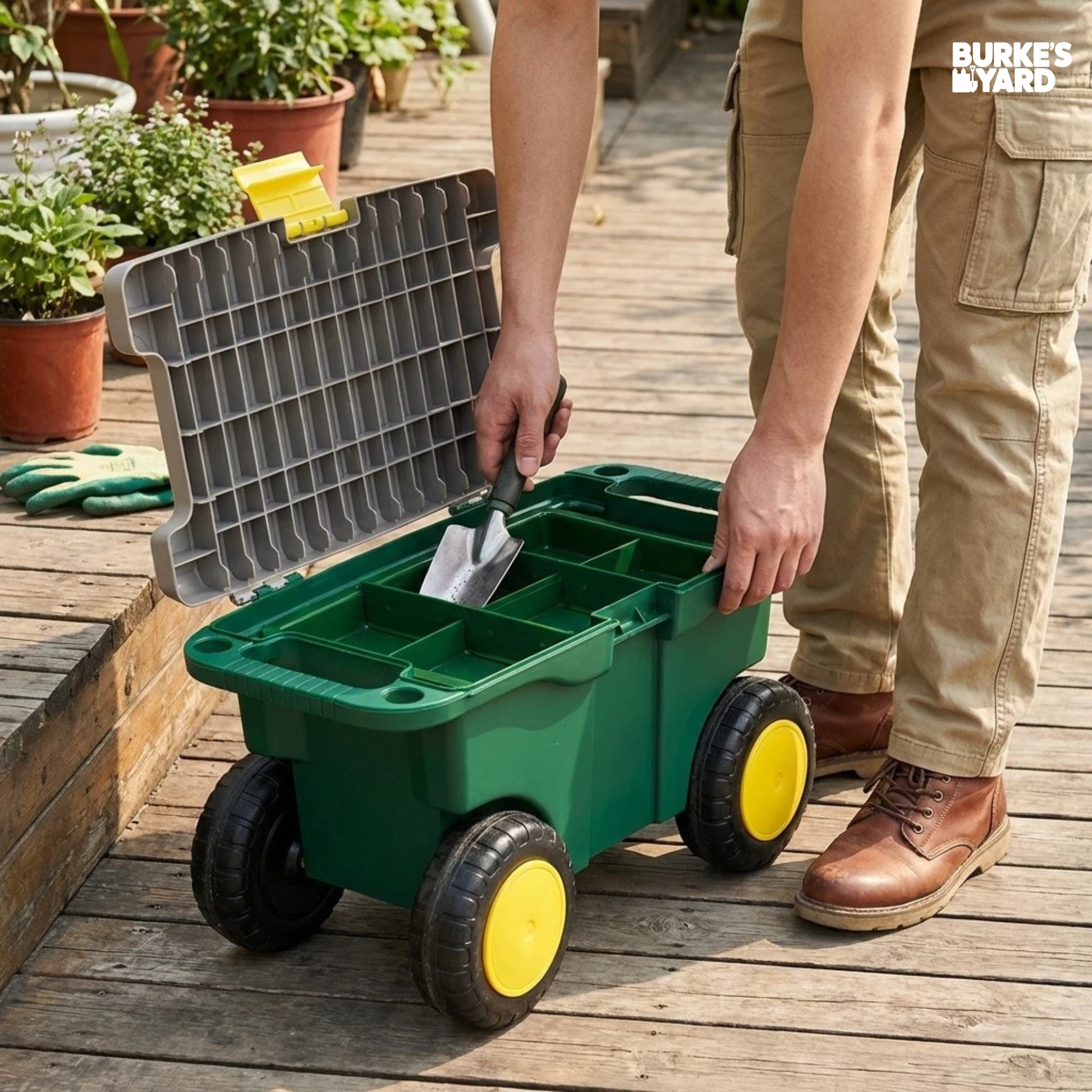 GardenGlide™ Rolling Garden Seat + Free Tool Tray