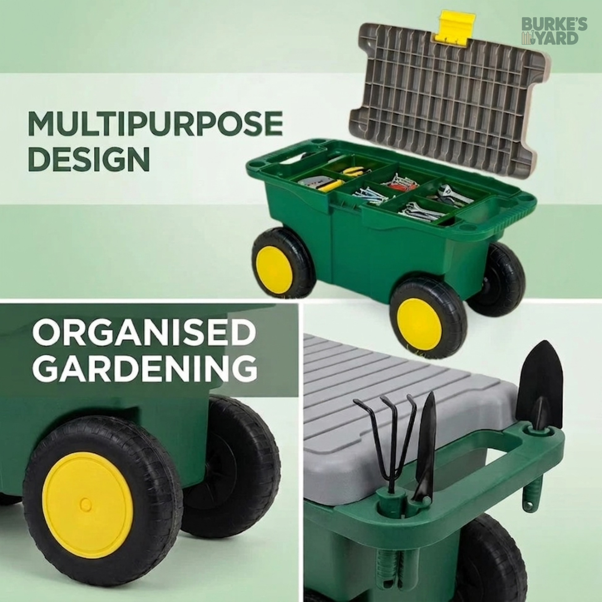 GardenGlide™ Rolling Garden Seat + Free Tool Tray